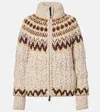 Moncler Girose Down-paneled Wool-blend Zip-up Cardigan In Neutral