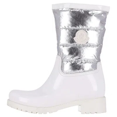 Pre-owned Moncler Gisele Metallic Rain Boots In Gray