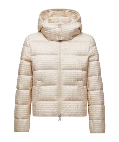 Moncler Gisors Geometric-quilted Hooded Short Down Jacket In White