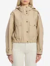 Moncler Carex Cropped Hooded Cotton-blend Poplin Jacket In Brown