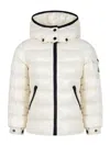 Moncler Ivory Bady Down Jacket For Girl With Logo In White