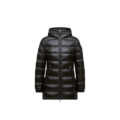 Moncler Glements Hooded Mid-length Down Jacket, Women, Black, Size: 5