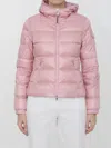 Moncler Fitted Waist Stand-up Collar Down Jacket In Pink