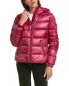 Moncler Womens Raspberry Glesse Hooded Short Down Jacket In Red