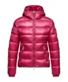 Moncler Glesse Hooded Short Down Jacket In Pink