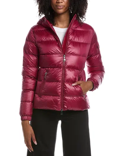 Moncler Glesse Hooded Short Down Jacket In Red
