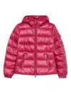 Moncler Womens Raspberry Glesse Hooded Short Down Jacket In Pink