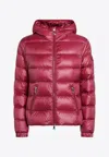 Moncler Womens Raspberry Glesse Hooded Short Down Jacket In Red