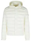 Moncler White Gliere Hooded Short Down Jacket In Neutral