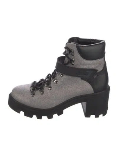 Pre-owned Moncler Glitter Combat Boots In Multi