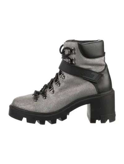 Pre-owned Moncler Glitter Combat Boots In Multi