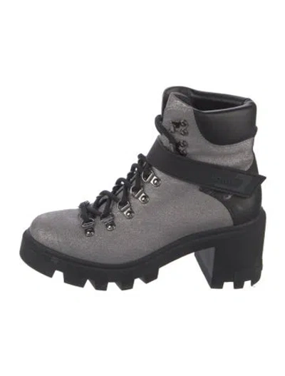 Pre-owned Moncler Glitter Combat Boots In Multi