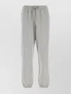 Moncler Glittered Cotton Blend Joggers With Elastic Waistband In Gray
