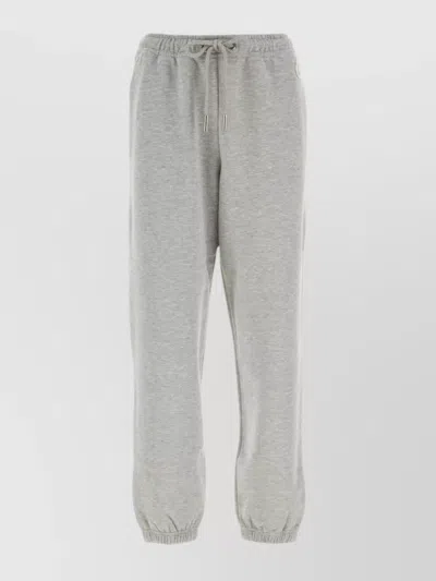 Moncler Glittered Cotton Blend Joggers With Elastic Waistband In Gray