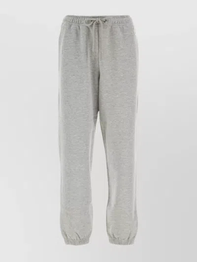 Moncler Glittered Cotton Blend Joggers With Elastic Waistband In Grey