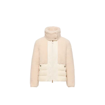 Moncler Glorieux Hooded Teddy Short Down Jacket In Neutral