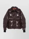 Moncler Glossy Finish Down Jacket With Quilted Design In Brown