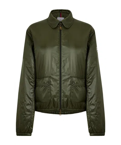 Moncler Glossy Lightweight Bomber Jacket In Green