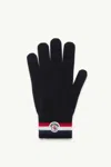 Moncler Tricolour Wool Gloves In Black