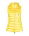 Moncler Glygos Hooded Quilted Gilet In Yellow