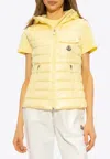 Moncler Glygos Hooded Puffer Gilet In Yellow
