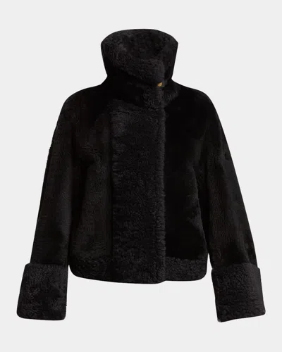 Moncler Gobain Shearling Jacket In Black