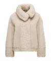 Moncler Gobain Shearling  Suede Short Down Jacket In Neutral