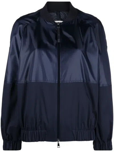 Moncler Gobie Satin And Cotton-blend Twill Bomber Jacket In Navy