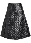 Moncler Gonna Quilted Pleated Shell Midi Skirt In Black