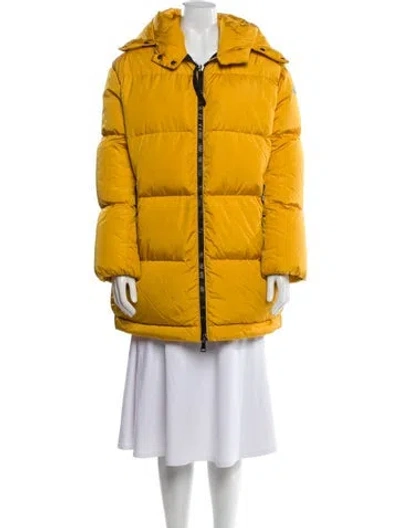 Pre-owned Moncler Goose Down Coat In Yellow
