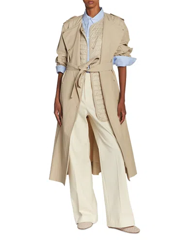 Moncler Gourdon Leather Trench Coat In Miscellane