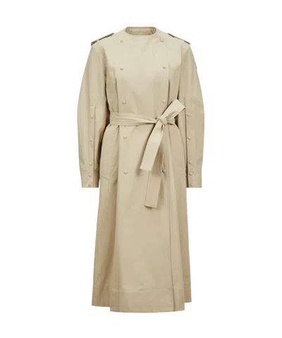 Moncler Gourdon Cotton-blend Trench Coat In Beige