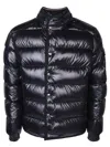 Moncler "gourette" Logo Short Down Jacket In Blue