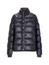 Moncler "gourette" Logo Short Down Jacket In Blue