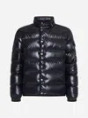 Moncler "gourette" Logo Short Down Jacket In Blue