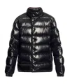 Moncler "gourette" Logo Short Down Jacket In Blue