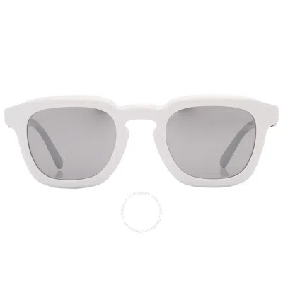 Moncler Gradd Silver Mirror Round Men's Sunglasses Ml0262 21c 50 In Black / Silver / White