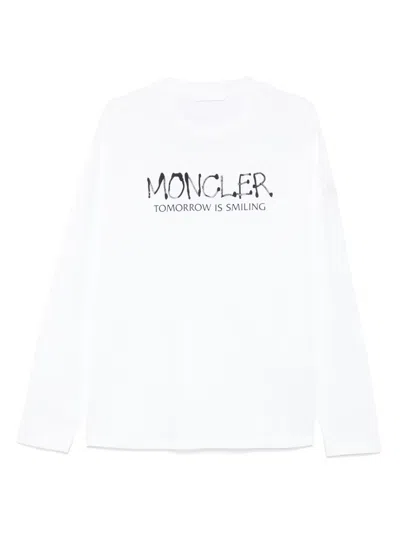 Moncler Graffiti-logo Long-sleeve T-shirt In White