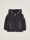 Moncler Boy's Granduc Tricolor Trim Jacket In Blu