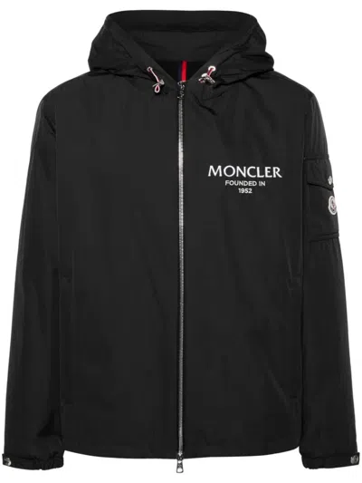Moncler Granero Logo Hooded Nylon Jacket In Black