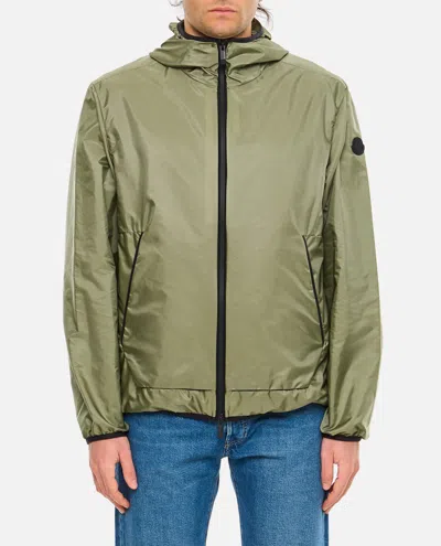 Moncler Hooded Nylon Jacket Side Pockets In Green