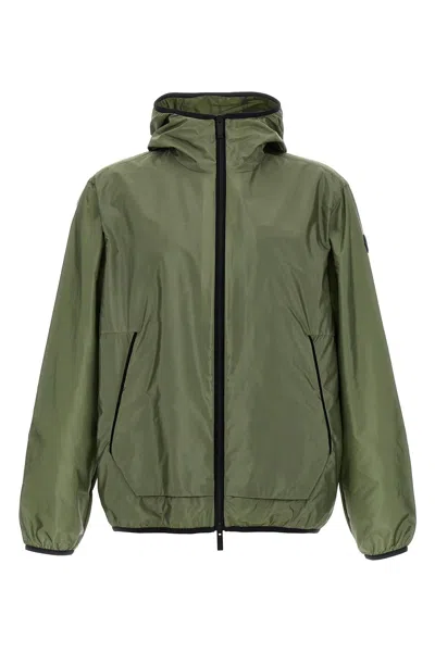 Moncler 'granier' Raincoat With Hood And Pockets In Green