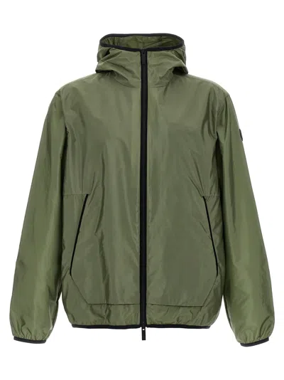 Moncler 'granier' Raincoat With Hood And Pockets In Green