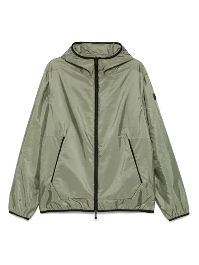 Moncler Hooded Nylon Jacket Side Pockets In Green