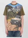 Moncler Turquoise Short Sleeve Tee Featuring Iconic Mercedes-benz Print In Multi