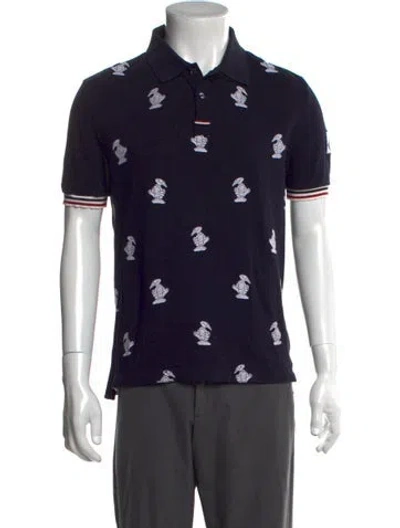 Pre-owned Moncler Graphic Print Collar Polo Shirt In Black