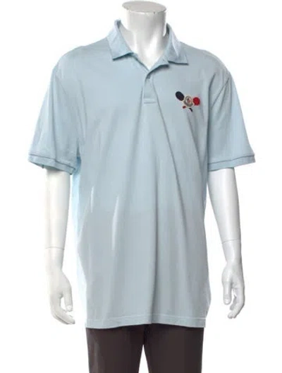 Pre-owned Moncler Graphic Print Collar Polo Shirt In Blue