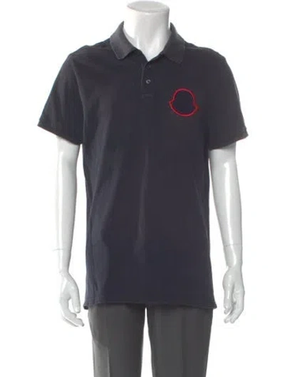 Pre-owned Moncler Graphic Print Collar Polo Shirt In Gray