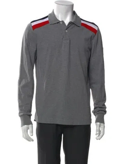 Pre-owned Moncler Graphic Print Collar Polo Shirt In Gray