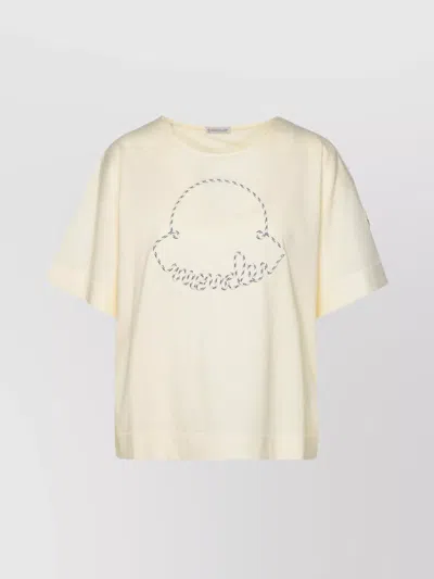 Moncler Graphic Print Cotton T-shirt In Neutral